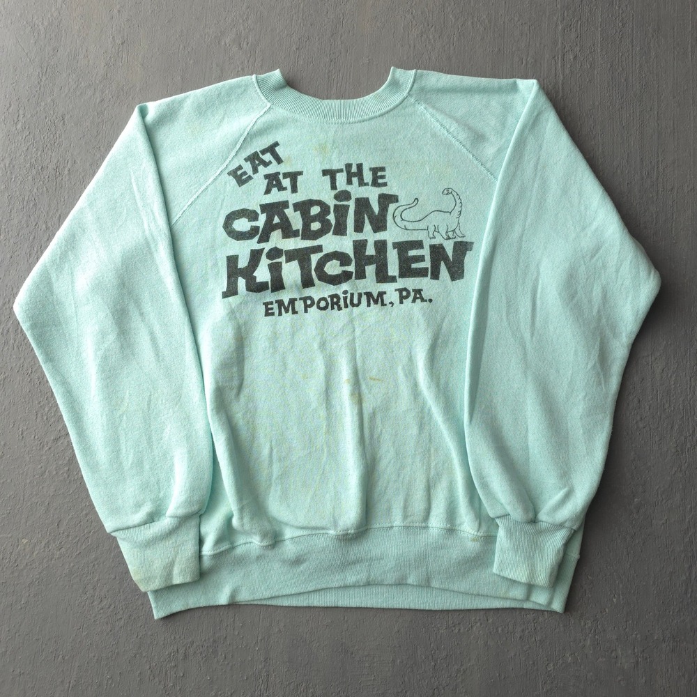 Vintage 80s Bassett-Walker Light Blue Sweatshirt XL Eat At The Cabin Kitchen